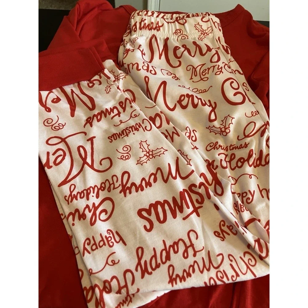 Jaxuh Pajama Set Kids 8-10 Red New Christmas Reindeer Antlers Merry Christmas